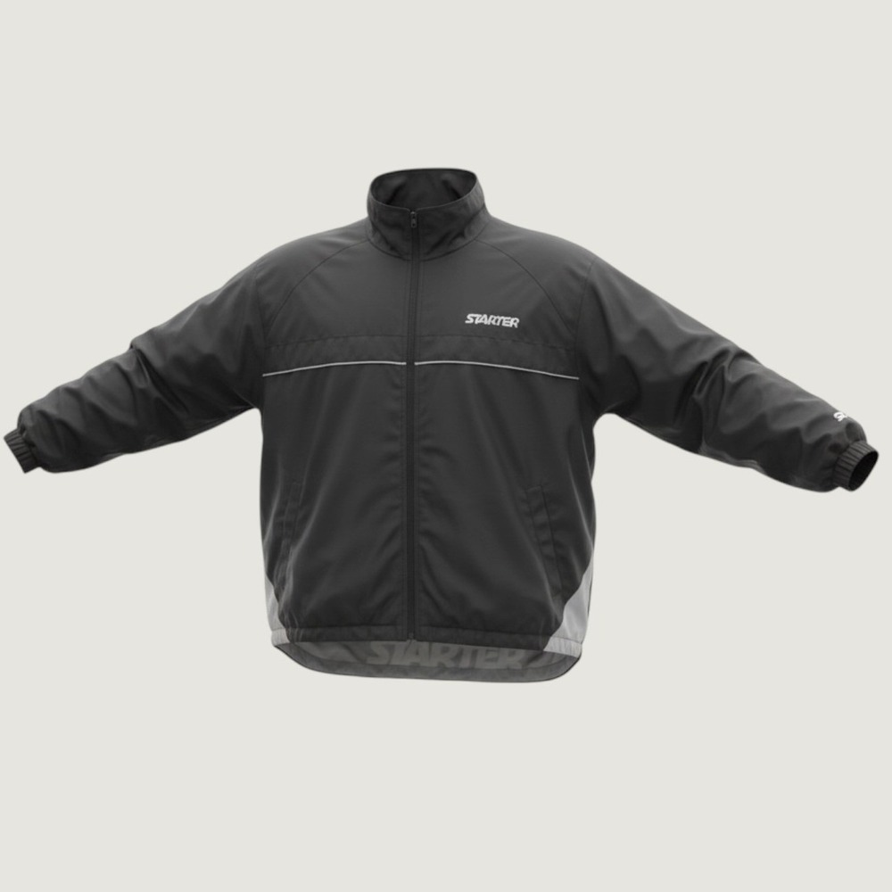 Vintage Starter Nylon Windbreaker Jacket Black Grey Colorblock Mens Size L